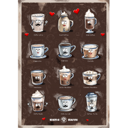 Kaffeplakat Rigtig Kaffe COFFEE DRINKS 50x70cm