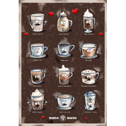 Kaffeplakat Rigtig Kaffe COFFEE DRINKS 21x30cm