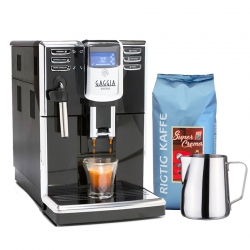Gaggia Anima Sort Espressomaskine Inkl. 1kg Kaffe & Mælkekande