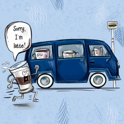 Kaffeplakat Rigtig Kaffe SORRY I'M LATTE 21x30cm