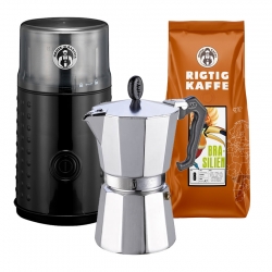 G.A.T Lady Oro 3 Kop. Espressokande Inkl. Kaffemølle & 400g Kaffe