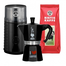 Bialetti Moka Lovers 6 Kop. Espressokande Inkl. Kaffemølle & 500g Rigtig kaffe