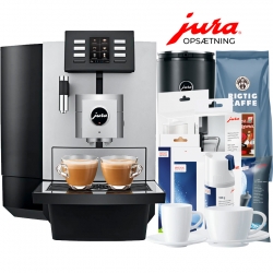 Jura X8 (EA) Espressomaskine Inkl. 1L Cooler, Pleje, Kaffe, Fast vandtilslutning & Opsætning