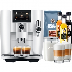 Jura J8 (EA) Piano White Espressomaskine Inkl. Mælkebeholder, Tilbehør & 1kg Kaffe