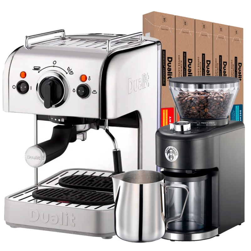 lejr lave et eksperiment Vejnavn Dualit 3 in 1 Espressomaskine Inkl. Dualit Kaffekapsler 50 Stk, kaffekværn & Mælkekande lejr lave et eksperiment Vejnavn Dualit 3 in 1 Espressomaskine Inkl. Dualit Kaffekapsler 50 Stk, kaffekværn & Mælkekande