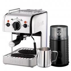 Dualit 3 in 1 Espressomaskine Inkl. Kaffemølle & Mælkekande
