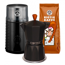 House of Barista Elektrisk Kaffemølle Inkl. G.A.T Espressokande 3 Kop & 400g Rigtig Kaffe