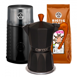 House of Barista Elektrisk Kaffemølle Inkl. G.A.T Espressokande 6 Kop & 400g Rigtig Kaffe