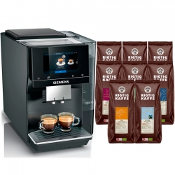 Siemens TP707R06 EQ700 Classic Midnat Sølvmetallic Espressomaskine Inkl. 8x400g Rigtig Kaffe Organic
