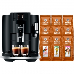 Jura E8 (EB) Piano Black Espressomaskine Inkl. 9x400g Verdenskaffe