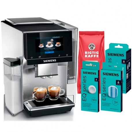 Siemens TQ705R03 EQ700 Integral Stål Espressomaskine Inkl. 1kg Kaffe & Pleje