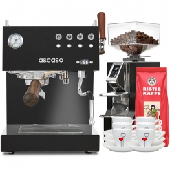 Ascaso Steel Duo Plus Black - Model 2024 Espressomaskine Inkl. Eureka Libra, Espressokopper & Kaffe
