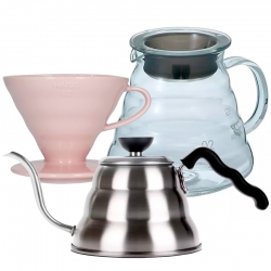 Hario Filterbryg Sæt Inkl. V60-02 Keramik Dripper 2 Kop, Server 0,6 L & Kedel