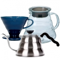 Hario Filterbryg Sæt Inkl. V60-02 Keramik Dripper 2 Kop, Server 0,6 L & Kedel