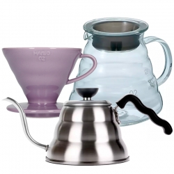 Hario Filterbryg Sæt Inkl. V60-02 Keramik Dripper 2 Kop, Server 0,6 L & Kedel