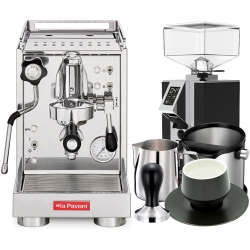La Pavoni Mini Cellini LPSMCS01EU Inkl. Eureka Mignon Turbo Espressokværn, Baristaudstyr & Kopper