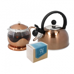 La Cafetière Izmir 2 Kop. Tebrygger Kobber Inkl. Kedel 1,3 L Kobber & 10 stk NUTE Earl Grey Økologisk Tebreve