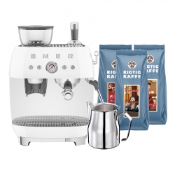 Smeg EGF03WHEU Manuel espressomaskine Inkl. Mælkekande & 1,5kg Rigtig Kaffe