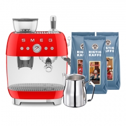 Smeg EGF03RDEU Manuel espressomaskine Inkl. Mælkekande & 1,5kg Rigtig Kaffe