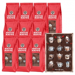 Rigtig Kaffe Crema Intenso 10kg Hele kaffebønner Inkl. Kaffeplakat Rigtig Kaffe COFFEE DRINKS 50x70cm