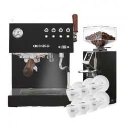 Ascaso Steel Duo Plus Black Espressomaskine Inkl. Eureka Espressokværn & Cappuccinokopper