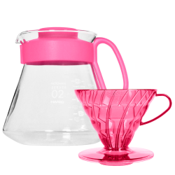 Hario V60 Filterbryg Sæt Pink Inkl. Range Server 0,6 L, Dripper 2 Kop. & Filtre