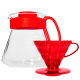Hario V60 Filterbryg Sæt Rød Inkl. Range Server 0,6 L, Dripper 2 Kop. & Filtre