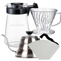 Hario Pegasus 03 Server 1000ml Inkl. Papir Filtre 03, Plastik Dripper 03 & V60 Kettle Buono 100 1 L Stål