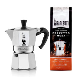 Bialetti Moka Express 4 Kop. Espressokande Inkl. Bialetti Perfetto Moka Nocciola 250g Malet Kaffe