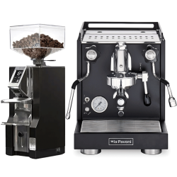 La Pavoni New Cellini Classic Sort LPSCCB01EU Espressomaskine Inkl. Eureka Mignon Libra Chrome/Mat Sort Espressokværn