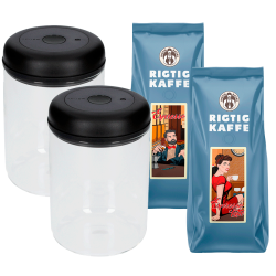 Fellow Atmos Vakuum Kaffebeholder 1,2 L 2 stk Inkl. 2x500g Rigtig Kaffe Espresso & Espresso Latte