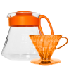 Hario V60 Filterbryg Sæt Orange Inkl. Range Server 0,6 L, Dripper 2 Kop. & Filtre