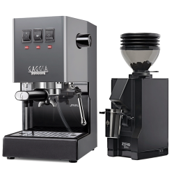 Gaggia Classic E24 Grå Espressomaskine Inkl. Eureka Mignon Zero 55s Mat Sort Espressokværn
