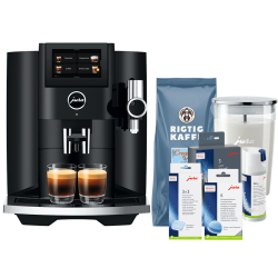 Jura S8 (EB) Piano Black Espressomaskine Inkl. Startpakke DK sprog, Plejepakke, Filtre, Mælkebeholder & 1kg Dolce Crema