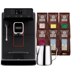 Gaggia Magenta Plus Espressomaskine Inkl. 0,5 L Mælkekande og 8x400g Rigtig Kaffe Brun Serie Hele Kaffebønner