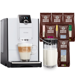 Nivona NICR 796 Hvid Espressomaskine Inkl. Mælkebeholder & 8x400g Rigtig Kaffe Organic