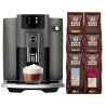 Jura E6 (EC) Dark Inox Espressomaskine Inkl. 6x400g Rigtig Kaffe Organic DK sprog