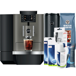 Jura X10 (EA) Dark Inox Espressomaskine Inkl. 1L Cooler, Pleje & 12kg Kaffe