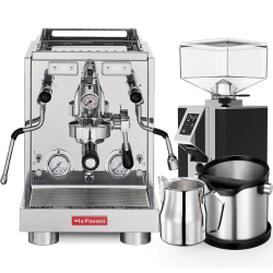 La Pavoni New Botticelli Specialty LPSBSS03NO Inkl. Eureka Mignon Turbo Chrome/Sort Espressokværn & Baristaudstyr