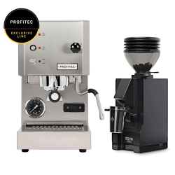 Profitec GO Brushed Espressomaskine - Exclusive Line Inkl. Eureka Mignon Zero 55s Mat Sort Espressokværn