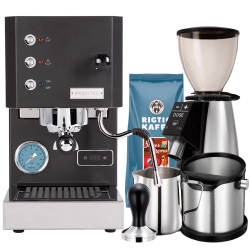 Profitec GO Mat Sort Espressomaskine Model 2025 Inkl. Macap M2E Espressokværn, Baristaudstyr & Kaffe