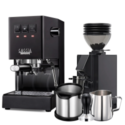 Gaggia Classic E24 Sort Espressomaskine Inkl. Eureka Mignon Zero 55s & Baristaudstyr