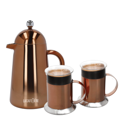 La Cafetière Havana 3 Kop. Stempelkande Kobber Inkl. La Cafetière Krus 30 cl 2 Stk Kobber
