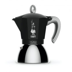 Bialetti Moka Induktion 6 Kop. Espressokande Sort Inkl. Club House Tulipano Espresso m. Underkop Mat Brun 7 cl 2 Stk