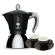 Bialetti Moka Induktion 6 Kop. Espressokande Sort Inkl. Club House Tulipano Espresso m. Underkop Mat Brun 7 cl 2 Stk