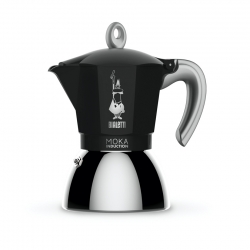 Bialetti Moka Induktion 4 Kop. Espressokande Sort Inkl. Club House Tulipano Espresso m. Underkop Mat Brun 7 cl 2 Stk