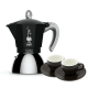 Bialetti Moka Induktion 4 Kop. Espressokande Sort Inkl. Club House Tulipano Espresso m. Underkop Mat Brun 7 cl 2 Stk