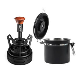 IKAPE V3 Springback Roterende WDT Tool 58 mm Valnød Inkl. Kaffebeholder Sort 600g