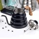 IKAPE Pour Over Kedel med Termometer 1,2 L Sort Inkl. Hario V60 Range Server 60 cl, V60-02 Glas Dripper Sort 2 Kop. & Filtre