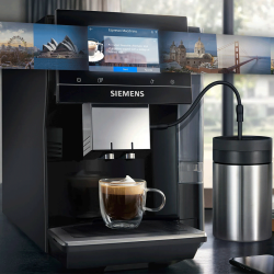 Siemens TP713R19 EQ700 Classic Piano Sort Espressomaskine Inkl. Siemens Mælkebeholder Glas 0,7L